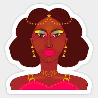 Empowered African Girl With Star Gold Jewellery & Makeup Sticker